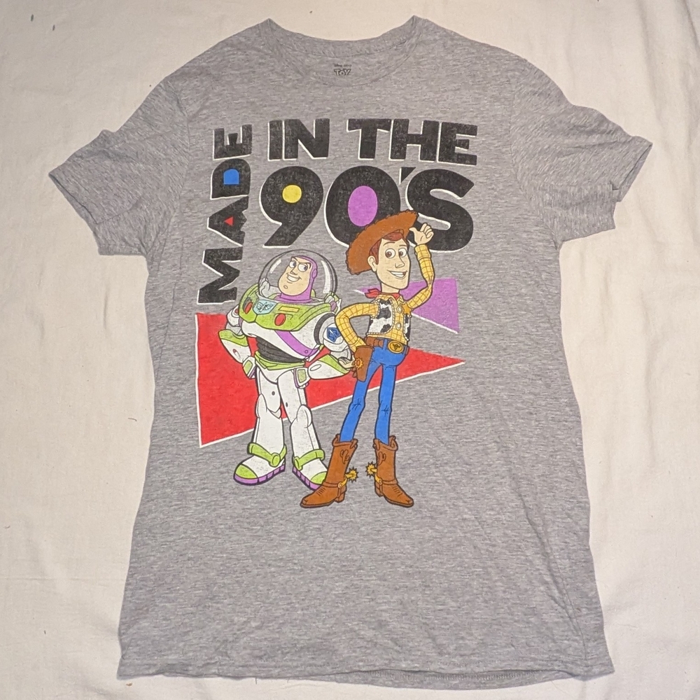 Disney Toy Story Gray "Made In The 90's" Graphic Short Sleeve Tee Mens Size M